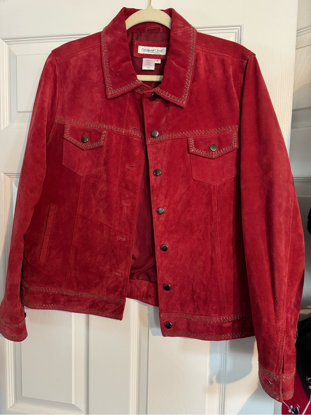Coldwater Creek Men’s Red Suede Button-Front Jacket